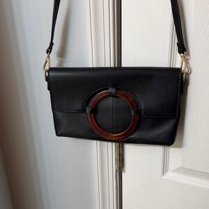Sole Society Elegant Black Shoulder Bag with Circular Accent